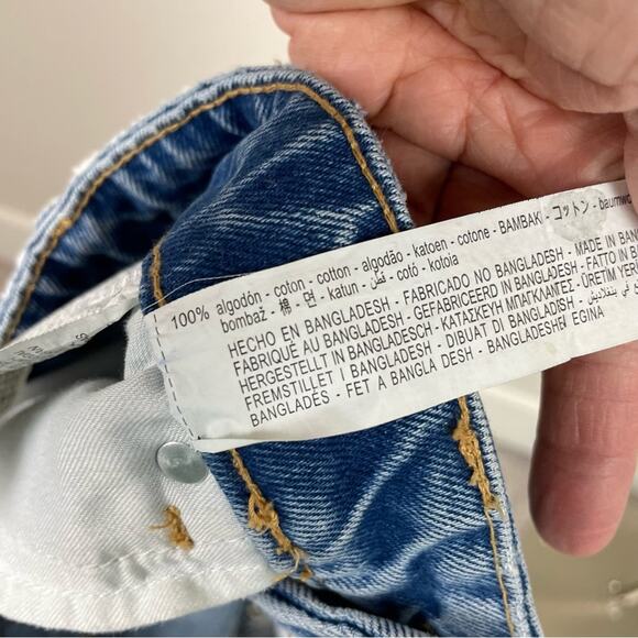 Zara Blue Denim Hi Rise Cut off Denim Shorts 8 - Picture 6 of 6